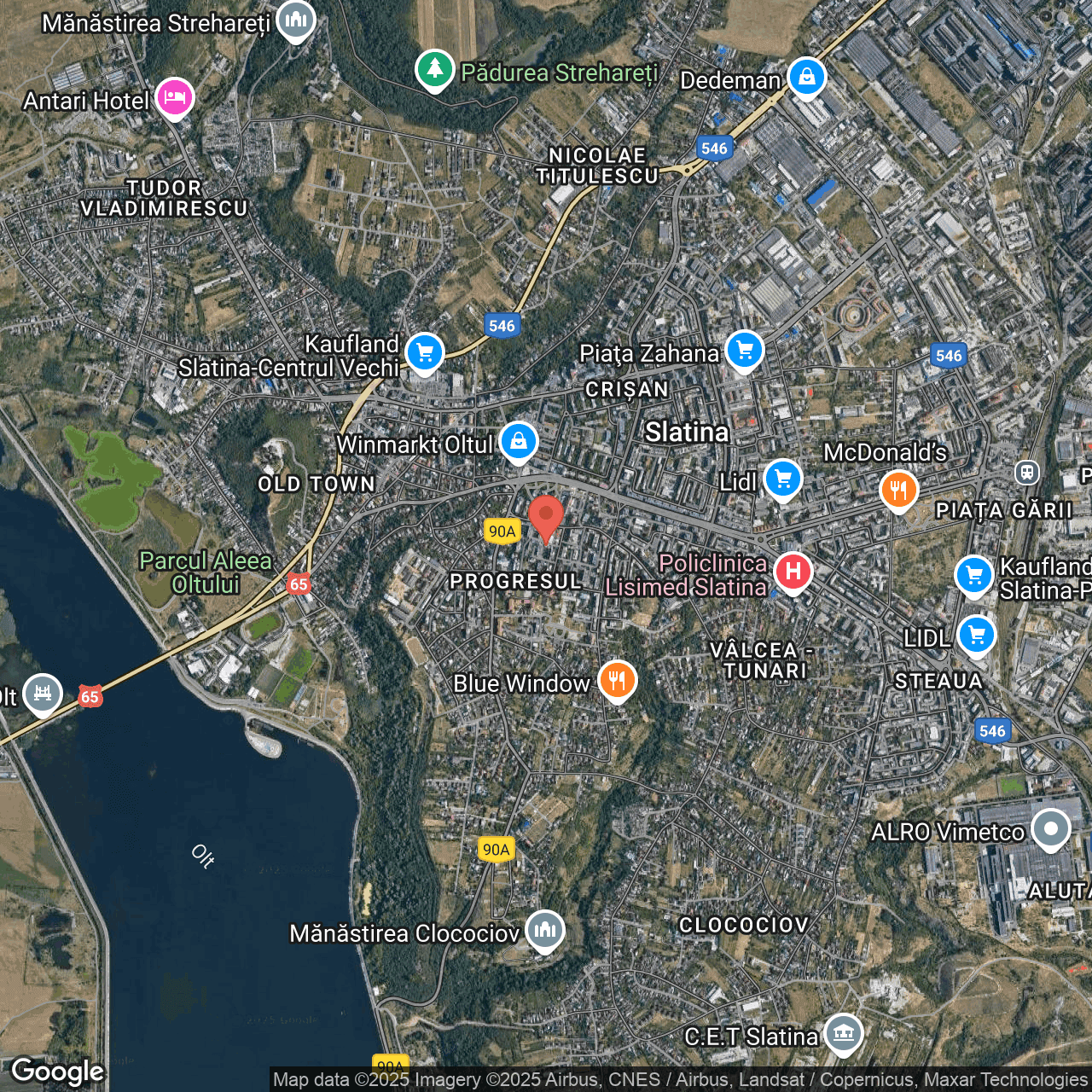 Poza harta hybrid, zoom 14, adresa Slatina, Aleea Bradului, nr. 1, bloc C9, , judetul