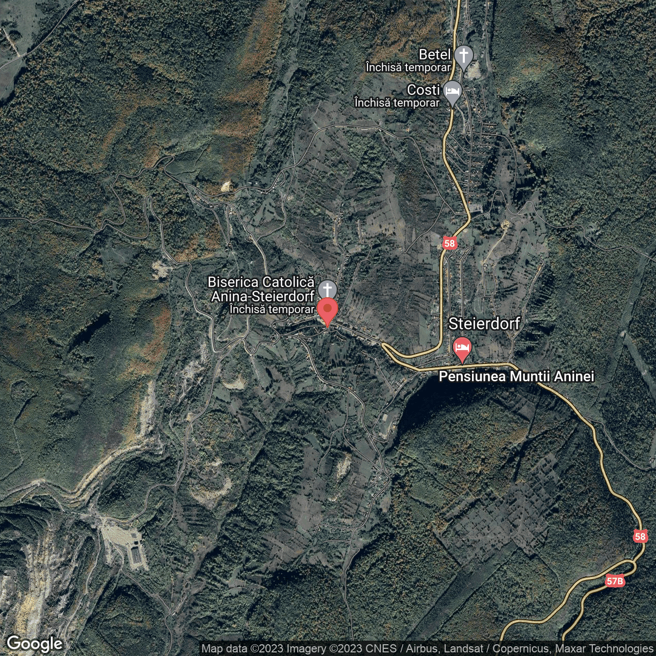 Poza harta hybrid, zoom 14, adresa Anina, , judetul