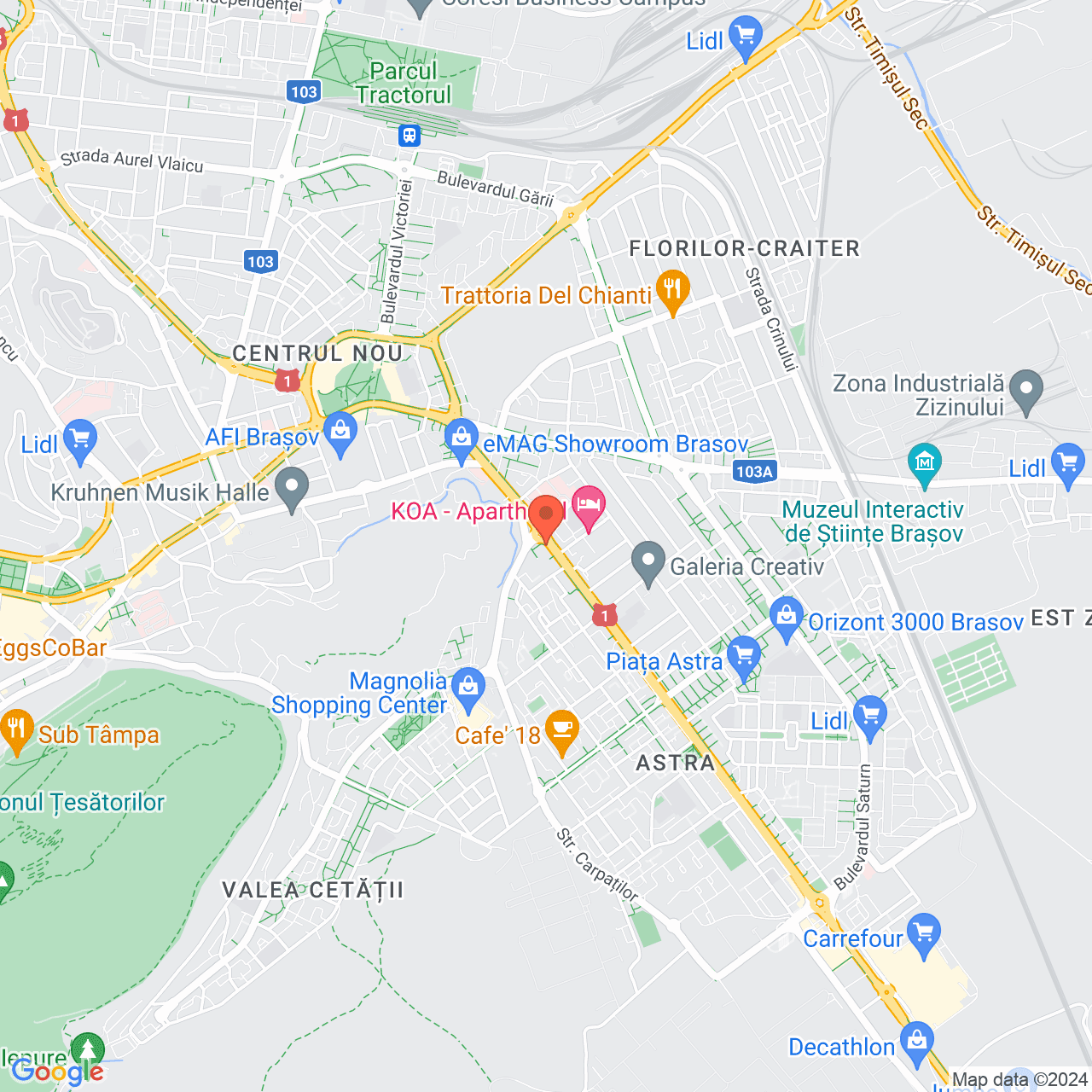 Poza harta streetview, zoom 14, adresa Brașov, Calea București, nr. 16-18, , judetul