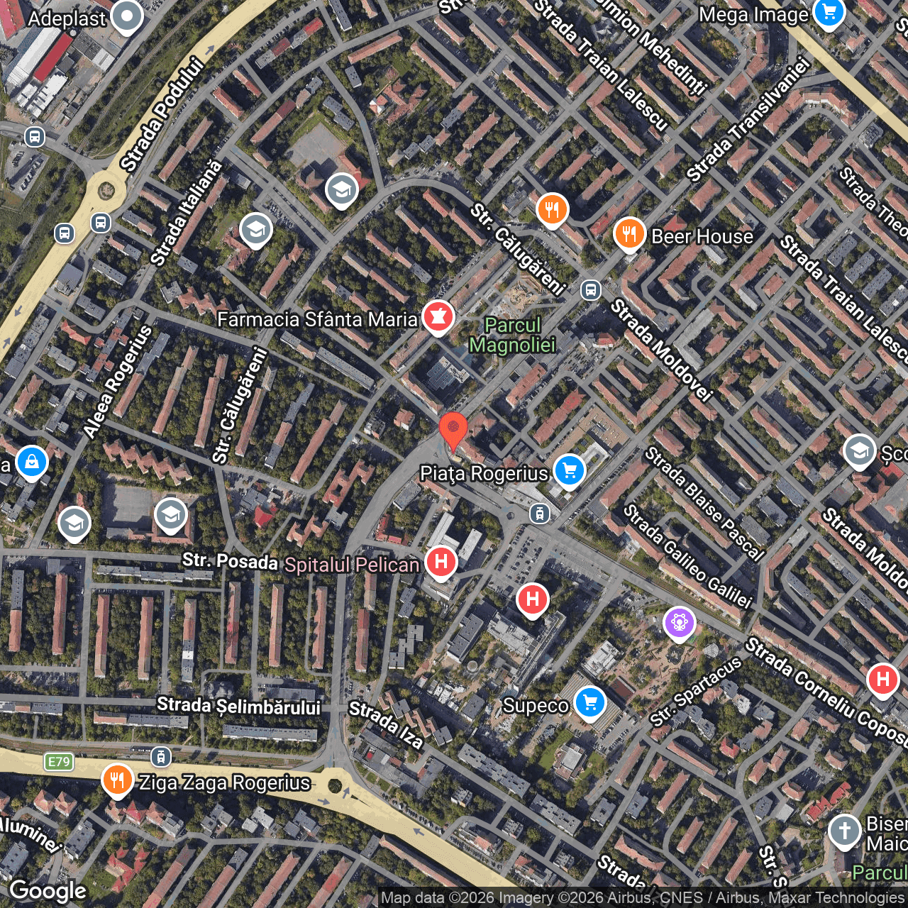 Poza harta hybrid, zoom 16, adresa strada Transilvaniei, nr. 9 Oradea, , judetul