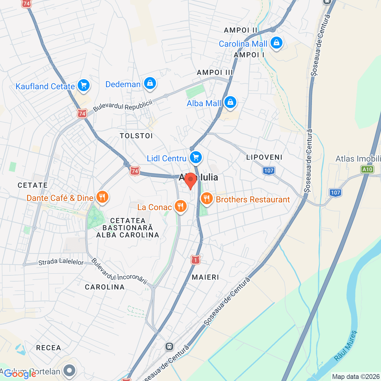 Poza harta streetview, zoom 14, adresa Alba Iulia, str. Nicolae Titulescu, nr. 10B, bloc Columna,, , judetul