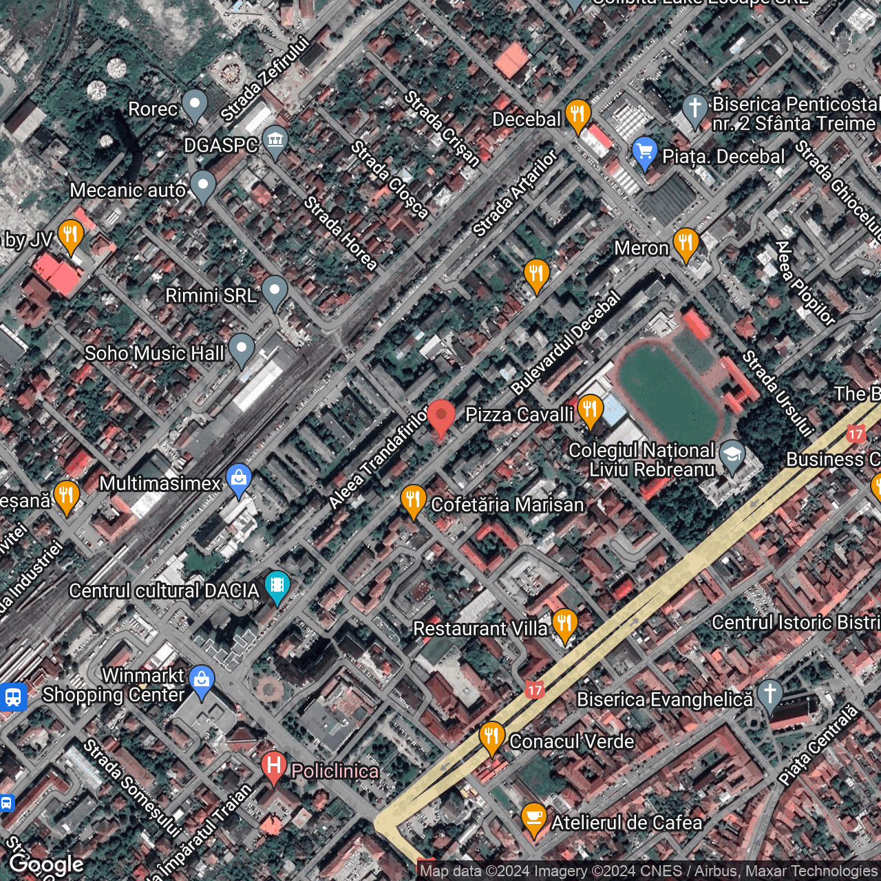 Poza harta hybrid, zoom 16, adresa Bistriţa, B-dul Decebal nr. 13, , judetul