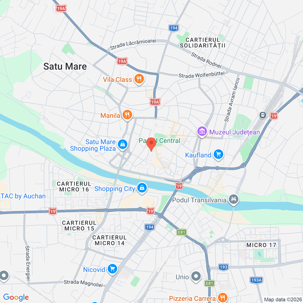 Poza harta streetview, zoom 14, adresa Strada Corneliu Coposu nr. 1, Municipiul Satu Mare, , judetul