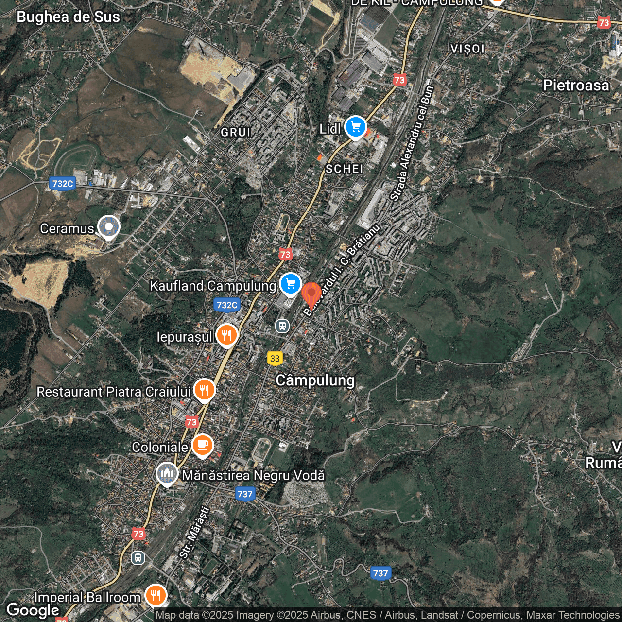 Poza harta hybrid, zoom 14, adresa Câmpulung – Muscel, bulevardul I.C. Brătianu, nr. 73, , judetul