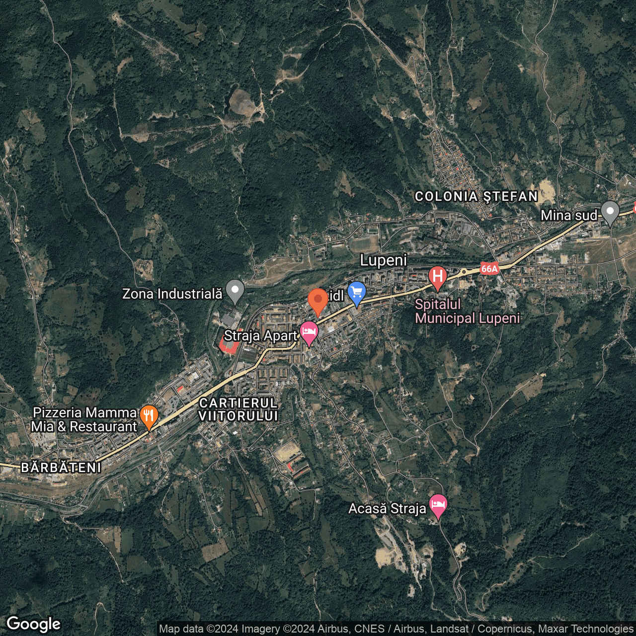 Poza harta hybrid, zoom 14, adresa Lupeni, str. Tudor Vladimirescu, nr. 82, , judetul