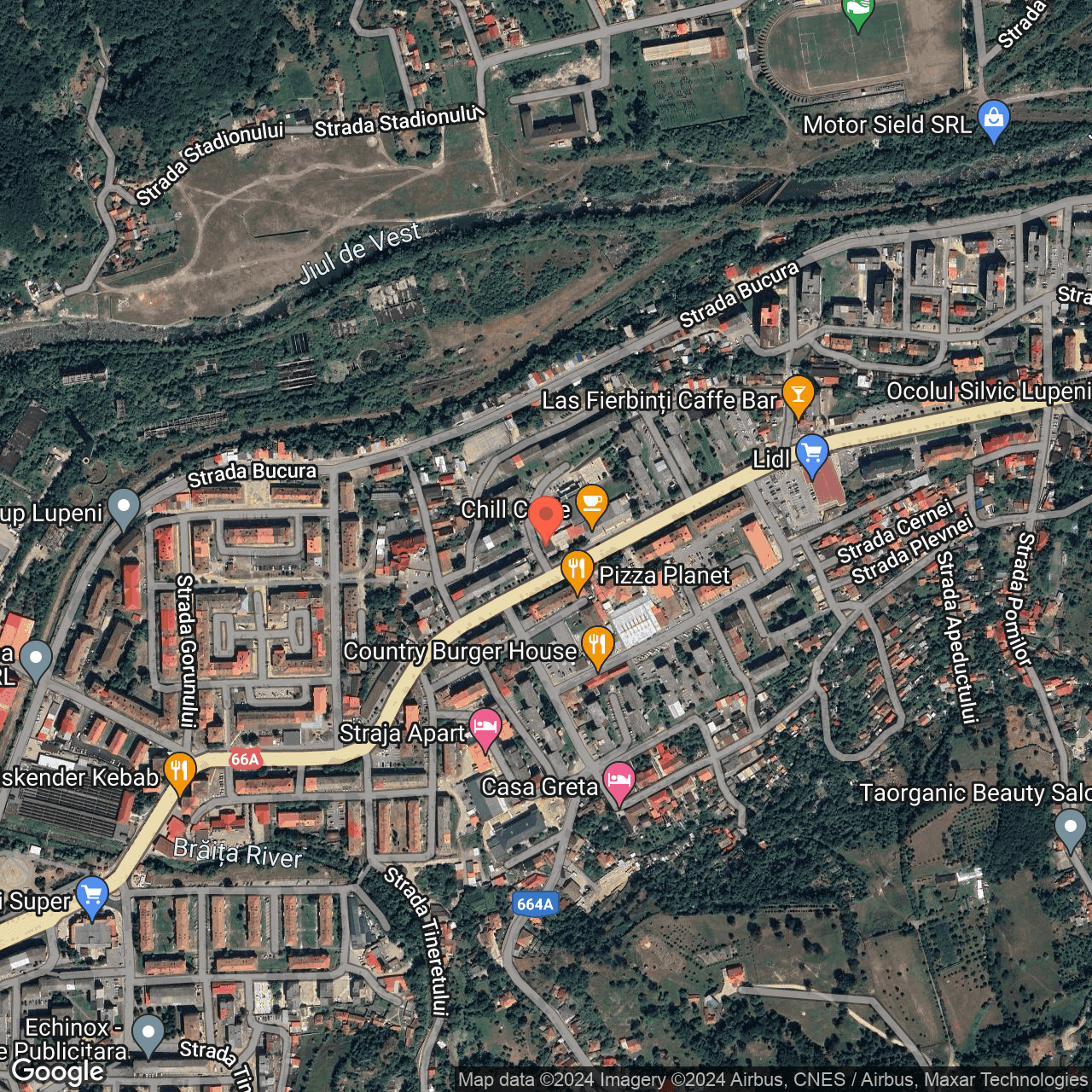 Poza harta hybrid, zoom 16, adresa Lupeni, str. Tudor Vladimirescu, nr. 82, , judetul