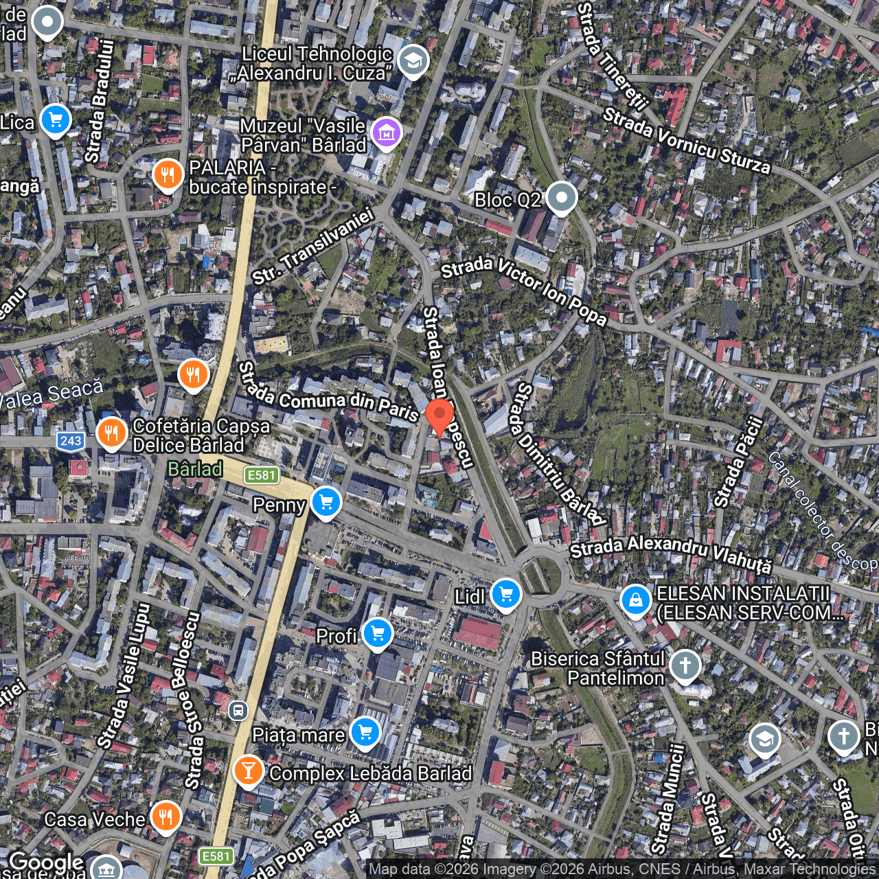 Poza harta hybrid, zoom 16, adresa Bârlad, Str. Ion Popescu, Nr. 43, , judetul