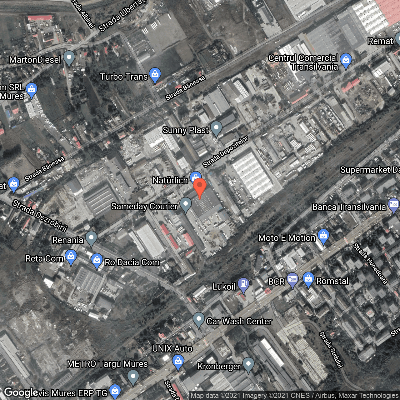 Poza harta hybrid, zoom 16, adresa Strada Depozitelor 45-47, Targu Mures, judetul Mures