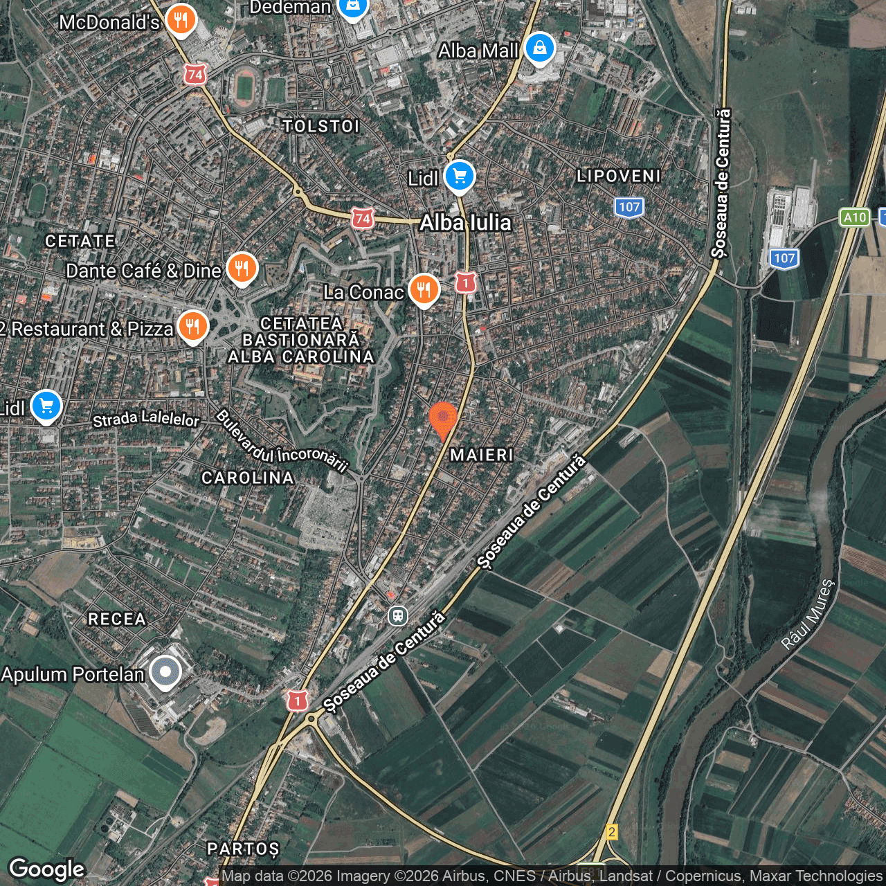 Poza harta hybrid, zoom 14, adresa Alba Iulia, B-dul Ferdinand I, nr. 22B, , judetul