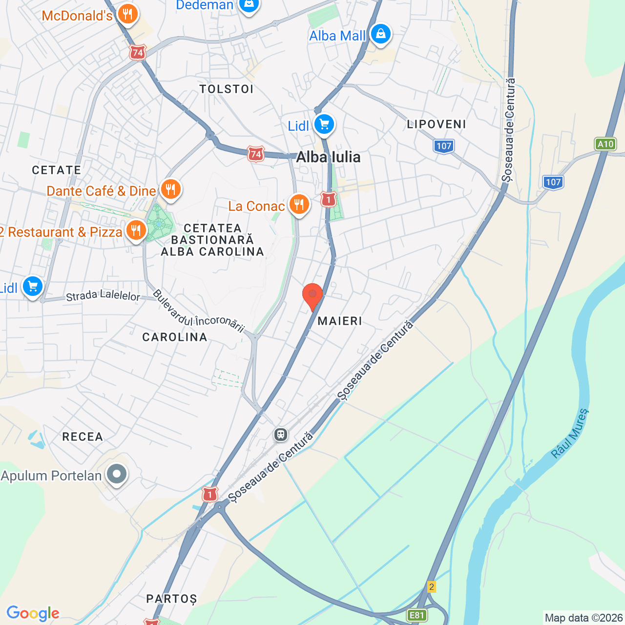 Poza harta streetview, zoom 14, adresa Alba Iulia, B-dul Ferdinand I, nr. 22B, , judetul