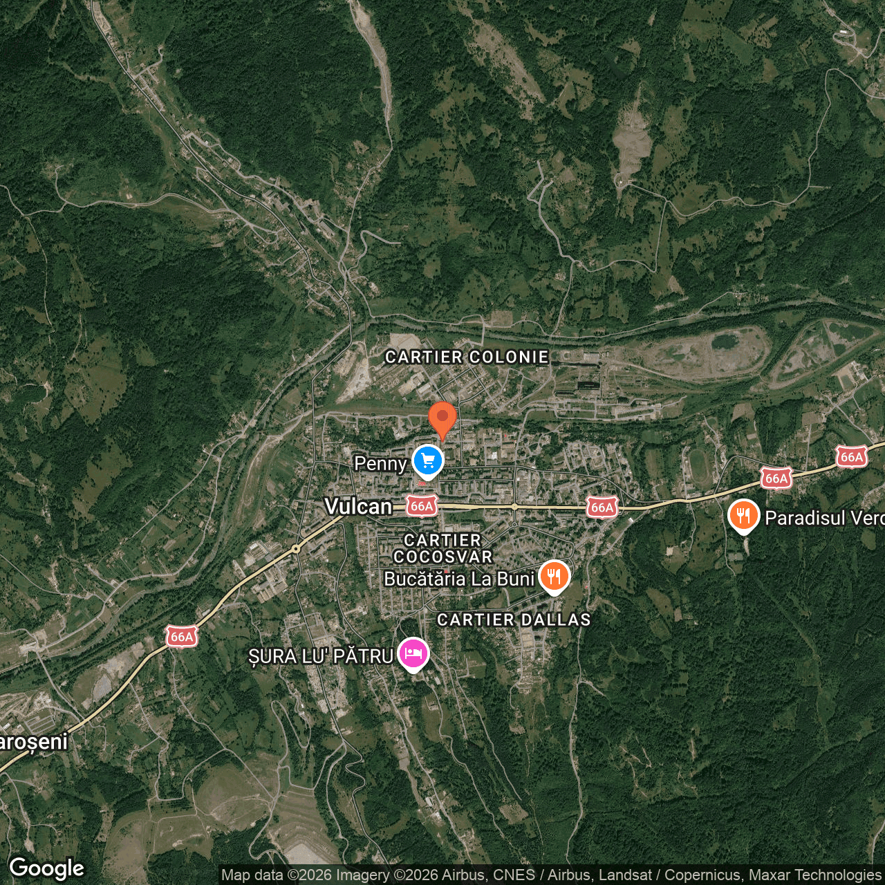 Poza harta hybrid, zoom 14, adresa Vulcan Hunedoara, strada Vasile Alecsandri 1, , judetul