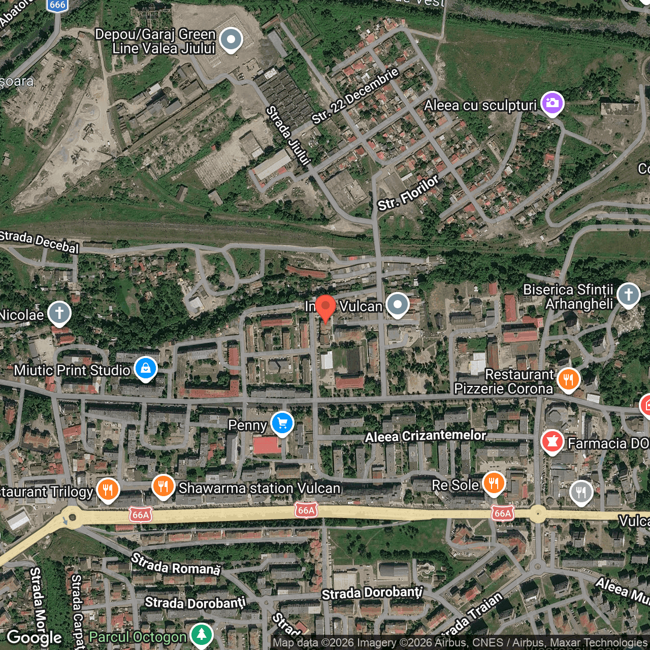 Poza harta hybrid, zoom 16, adresa Vulcan Hunedoara, strada Vasile Alecsandri 1, , judetul