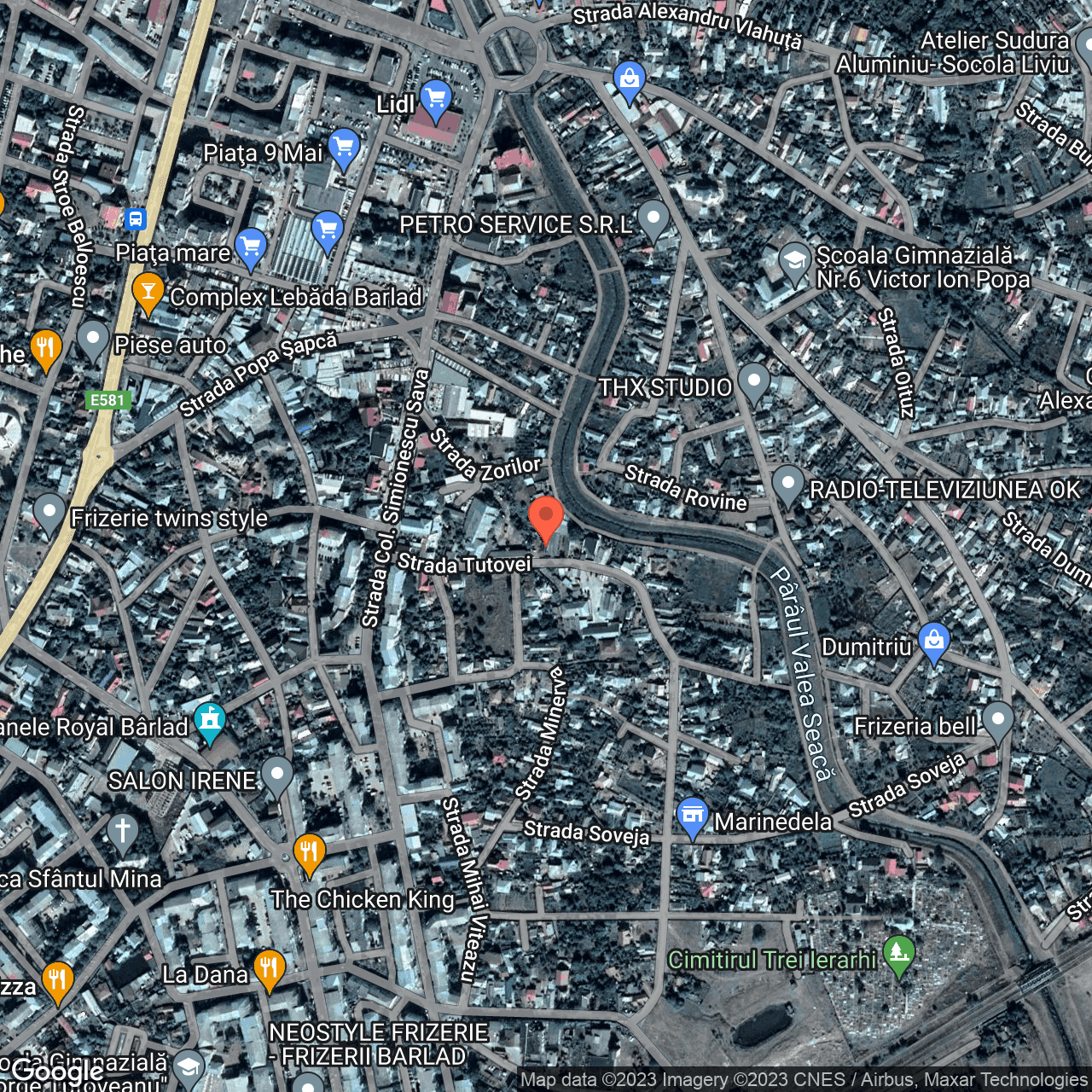 Poza harta hybrid, zoom 16, adresa Tutovei 7 Barlad, , judetul