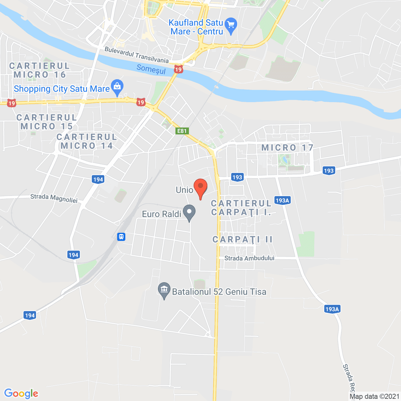 Poza harta streetview, zoom 14, adresa Satu Mare, judetul Satu Mare