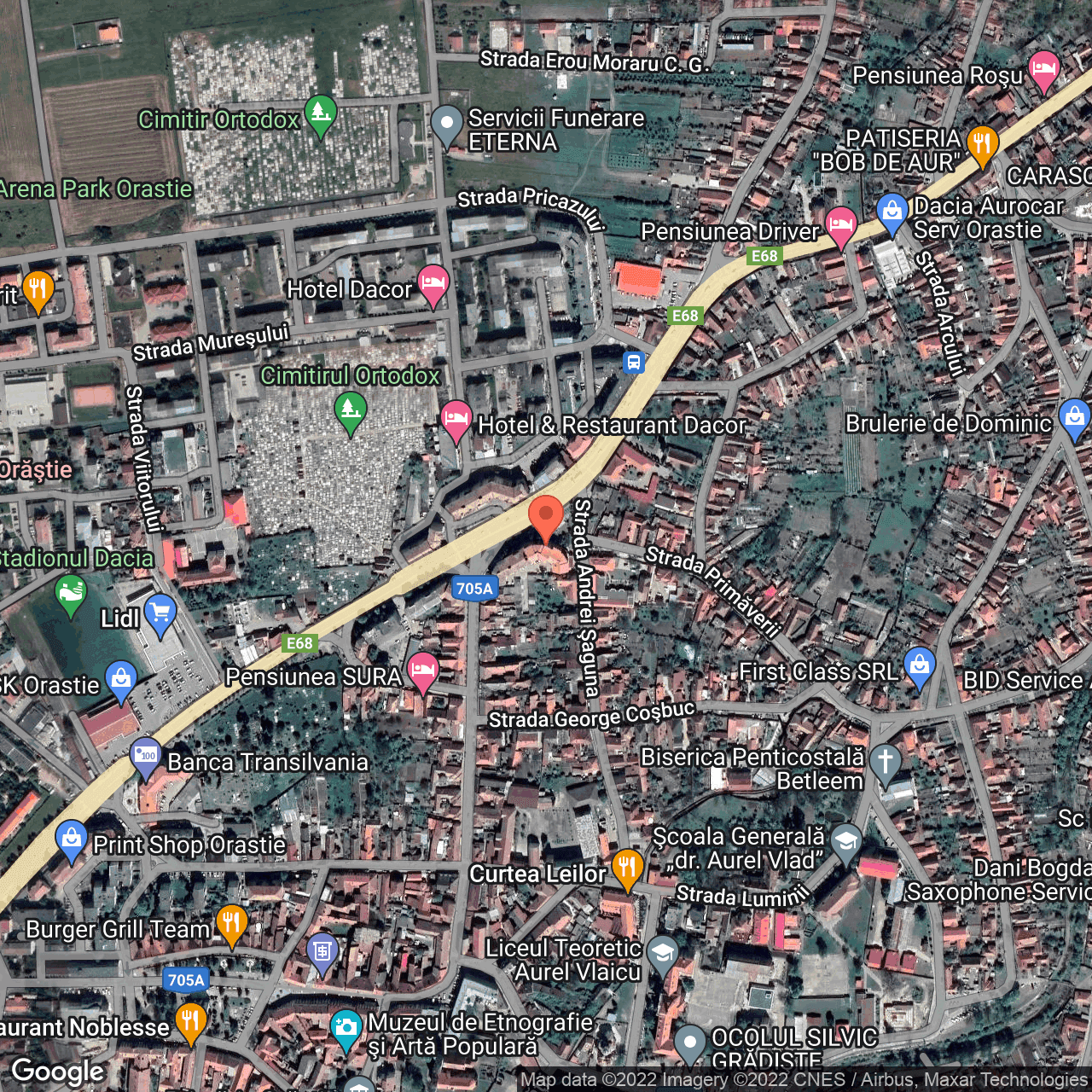 Poza harta hybrid, zoom 16, adresa Orastie, judetul Hunedoara