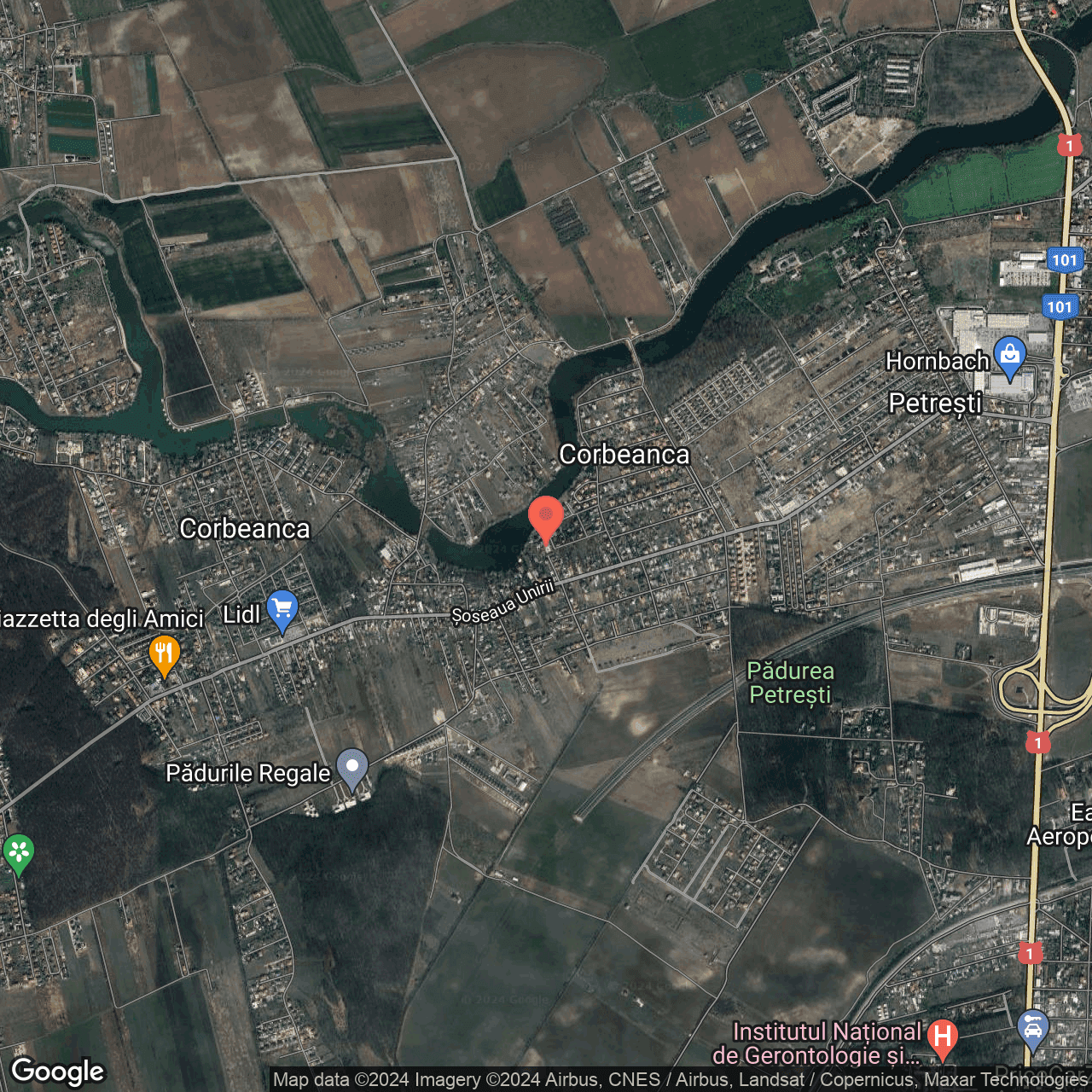 Poza harta hybrid, zoom 14, adresa Corbeanca, Intrarea Statia de Epurare, Nr.1, , judetul