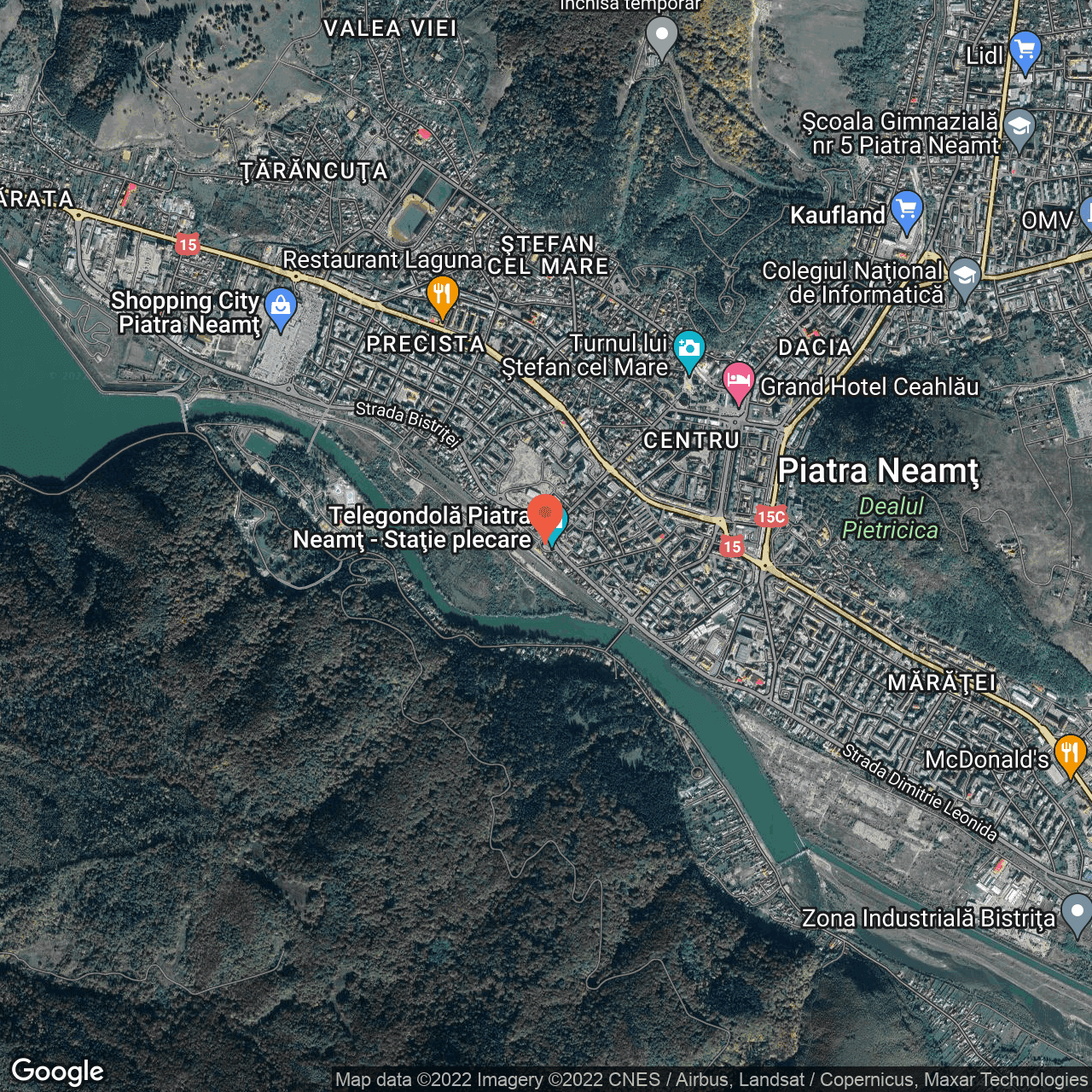 Poza harta hybrid, zoom 14, adresa Piata Garii 7, Piatra-Neamt, judetul Neamt