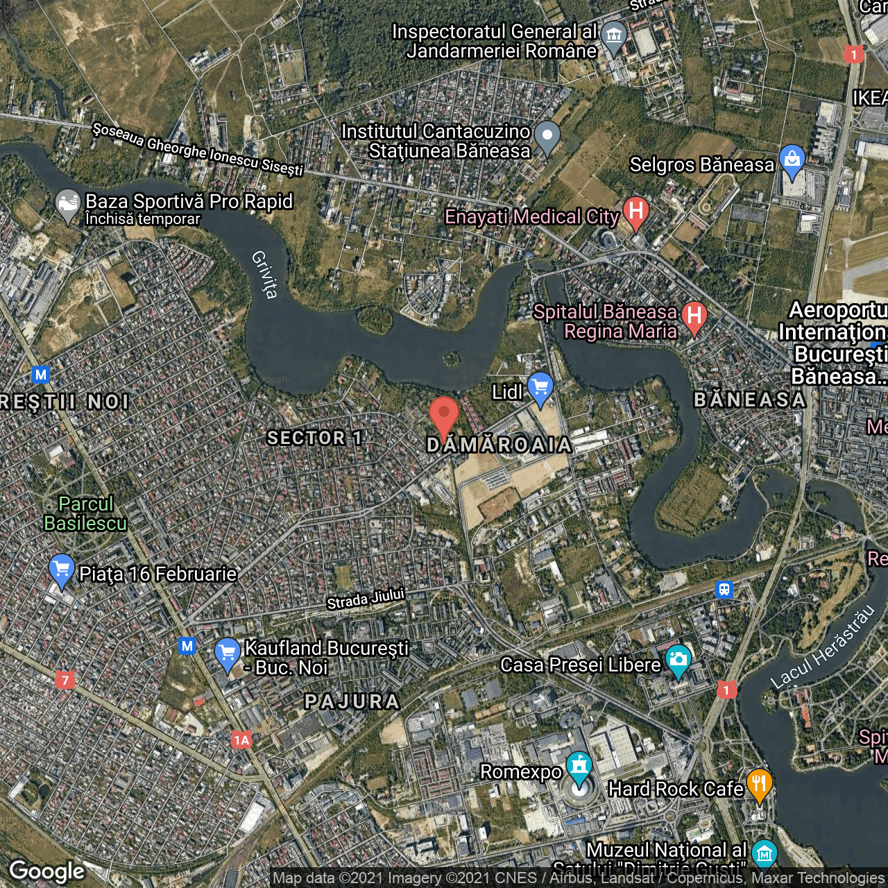 Poza harta hybrid, zoom 14, adresa Coralilor 31, Bucuresti, judetul Bucuresti Ilfov