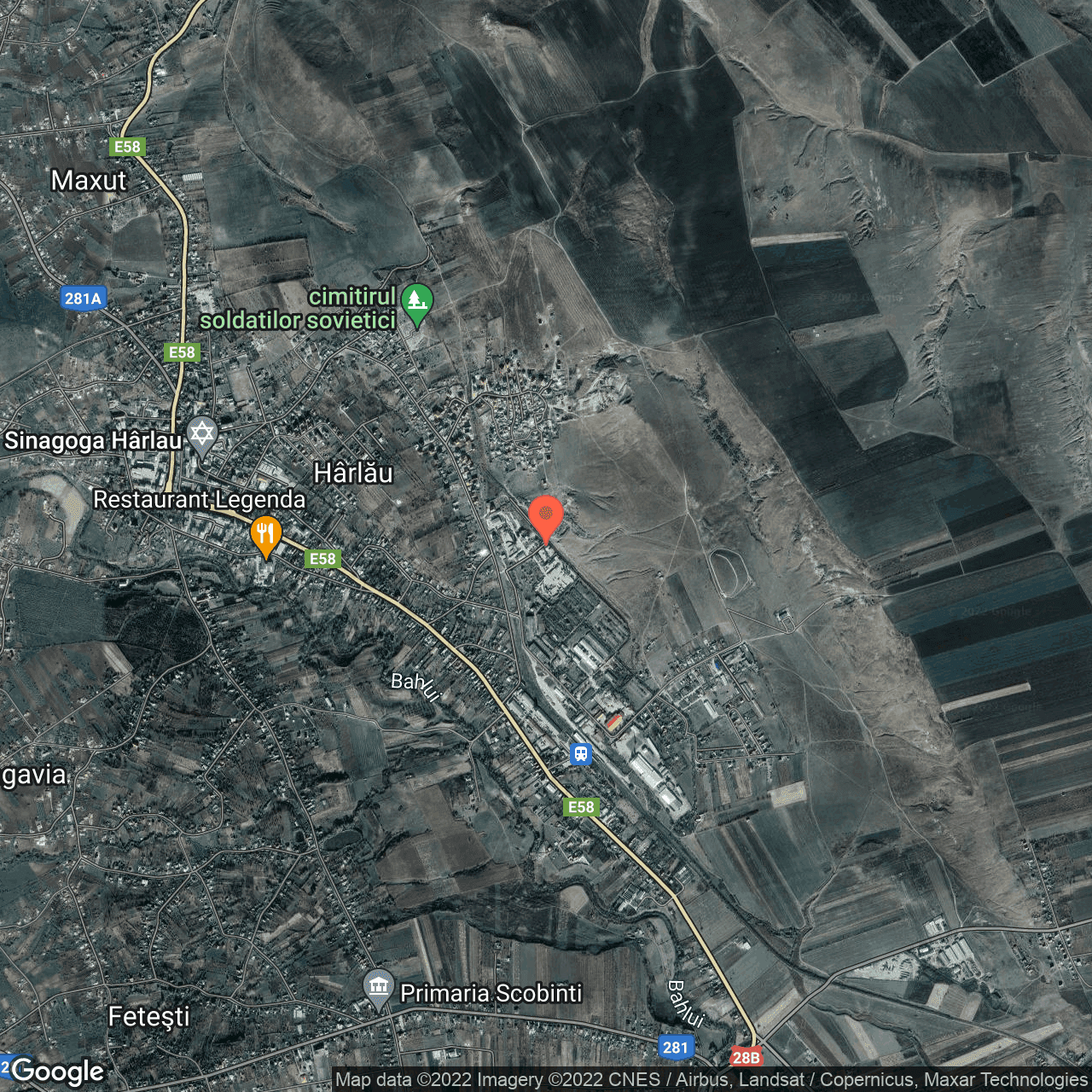 Poza harta hybrid, zoom 14, adresa Viilor 13, Harlau, judetul Iasi