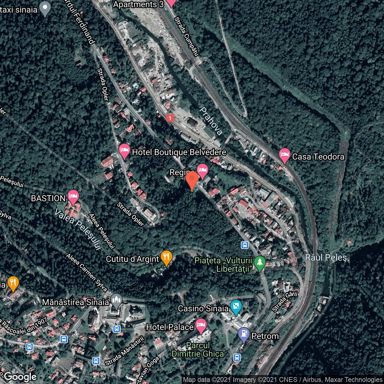 Poza harta hybrid, zoom 16, adresa Ferdinand, Sinaia, judetul Prahova