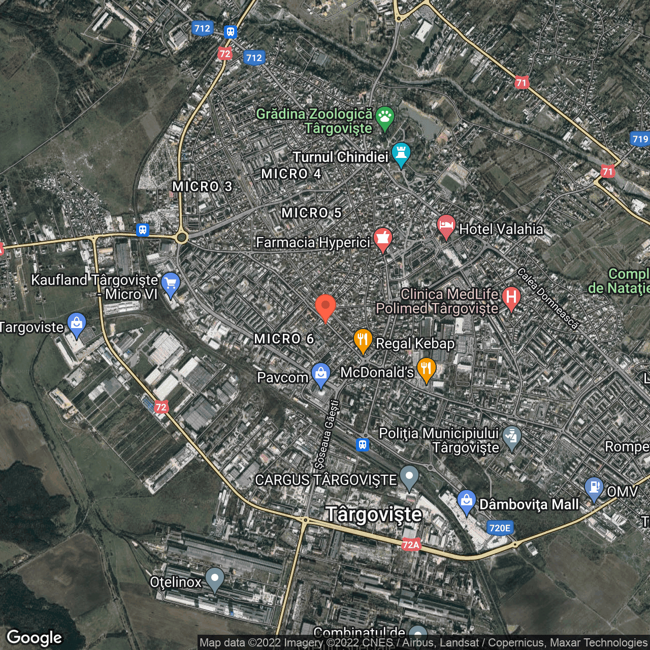 Poza harta hybrid, zoom 14, adresa Tudor Vladimirescu 56, Targoviste, judetul Dambovita