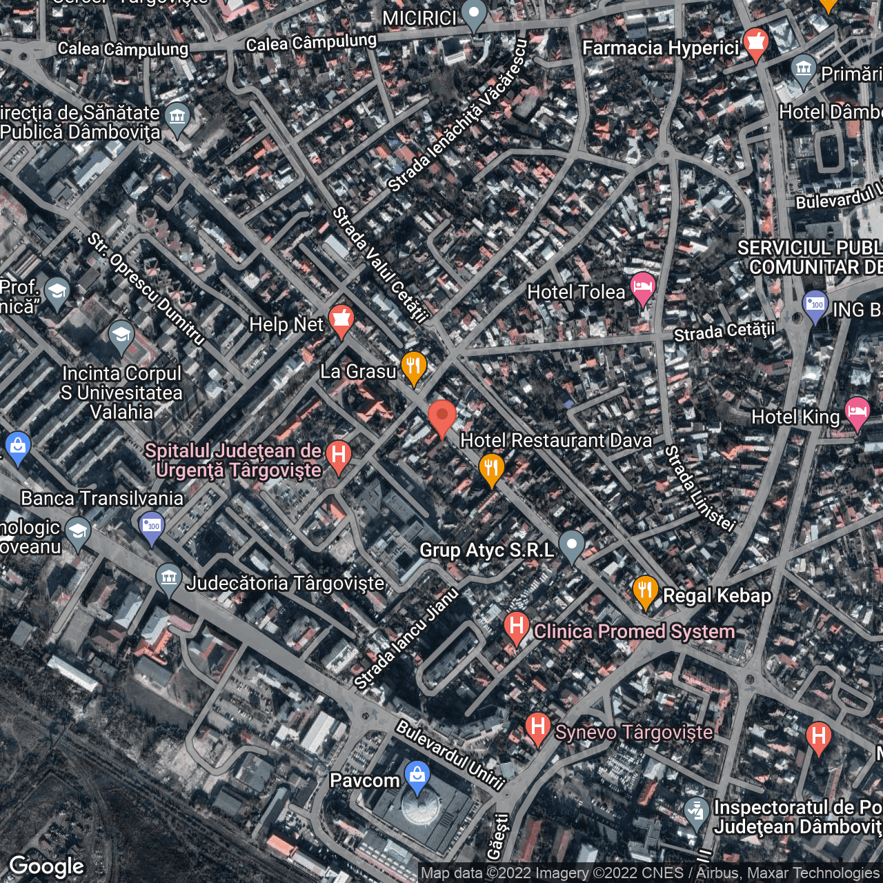 Poza harta hybrid, zoom 16, adresa Tudor Vladimirescu 56, Targoviste, judetul Dambovita