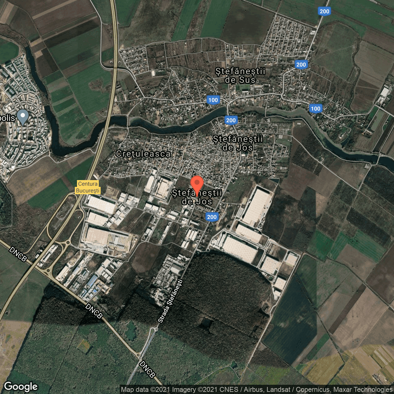 Poza harta hybrid, zoom 14, adresa Stefanestii de Jos, Pantelimon, judetul Bucuresti Ilfov