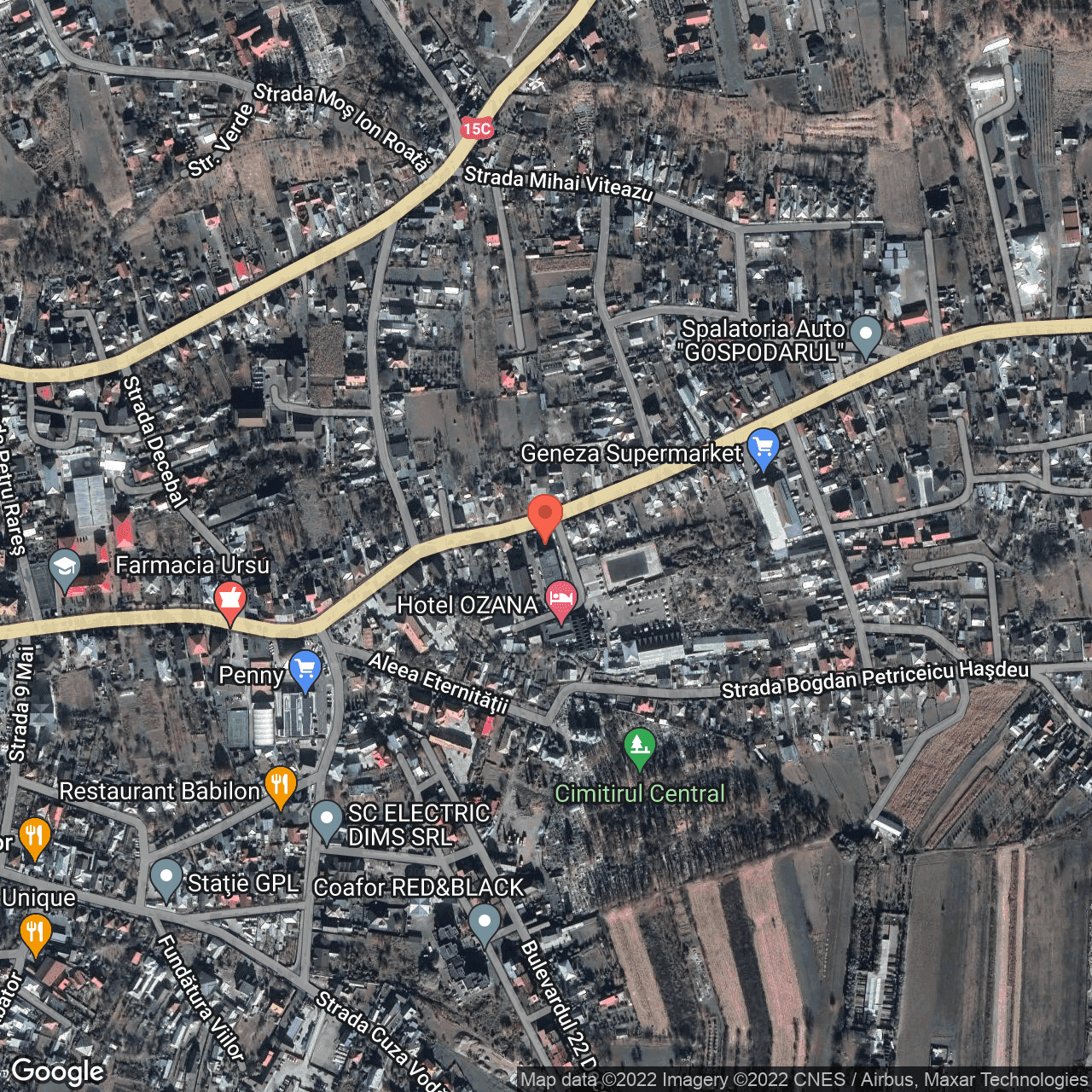 Poza harta hybrid, zoom 16, adresa Ștefan cel Mare 92, Targu Neamt, judetul Neamt