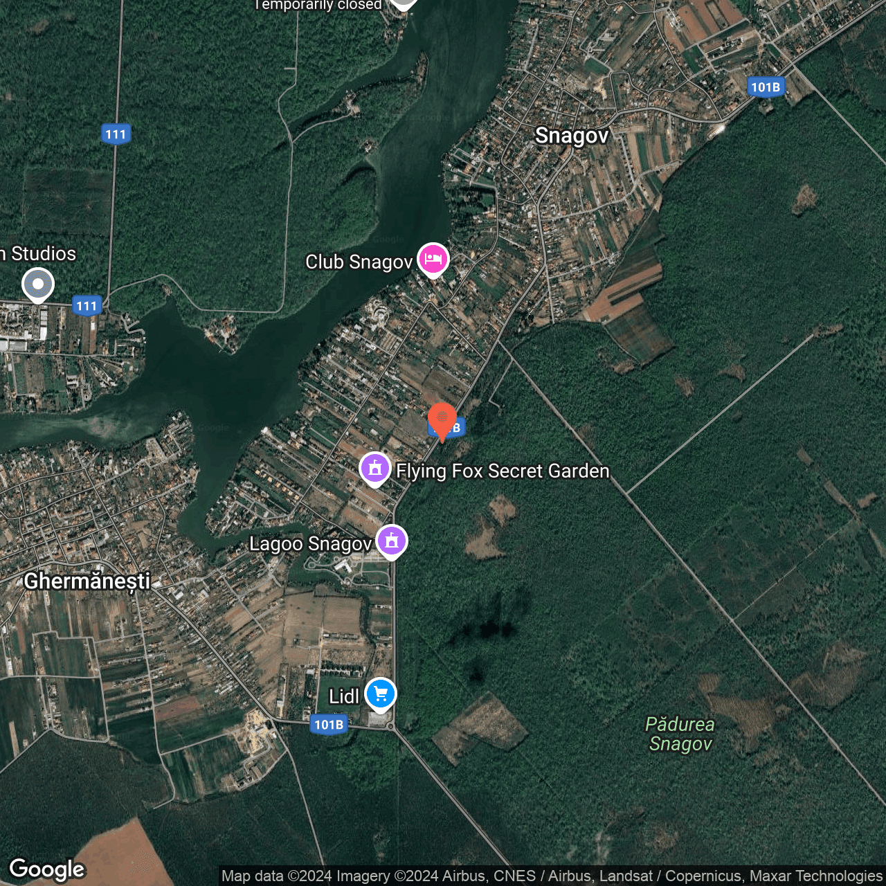 Poza harta hybrid, zoom 14, adresa Snagov Ilfov, , judetul