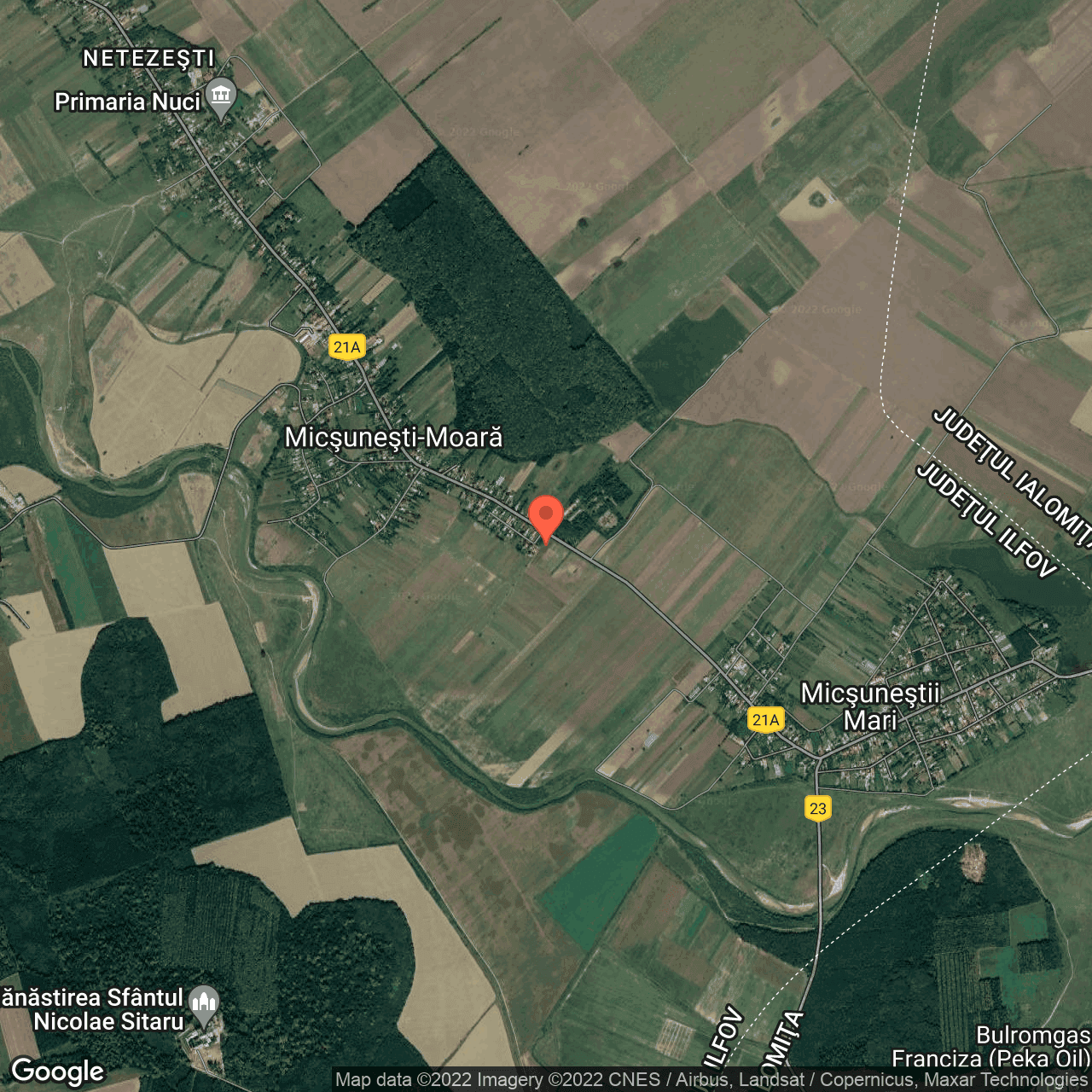 Poza harta hybrid, zoom 14, adresa Micsunesti-Moara, Nuci, judetul Bucuresti Ilfov