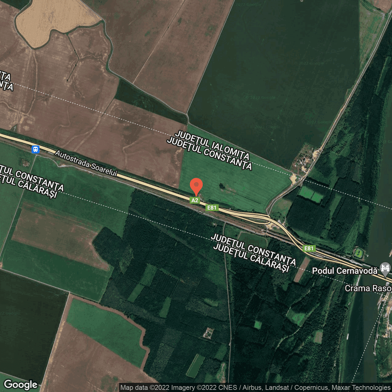 Poza harta hybrid, zoom 14, adresa Autostrada A2, Stelnica, judetul Ialomita