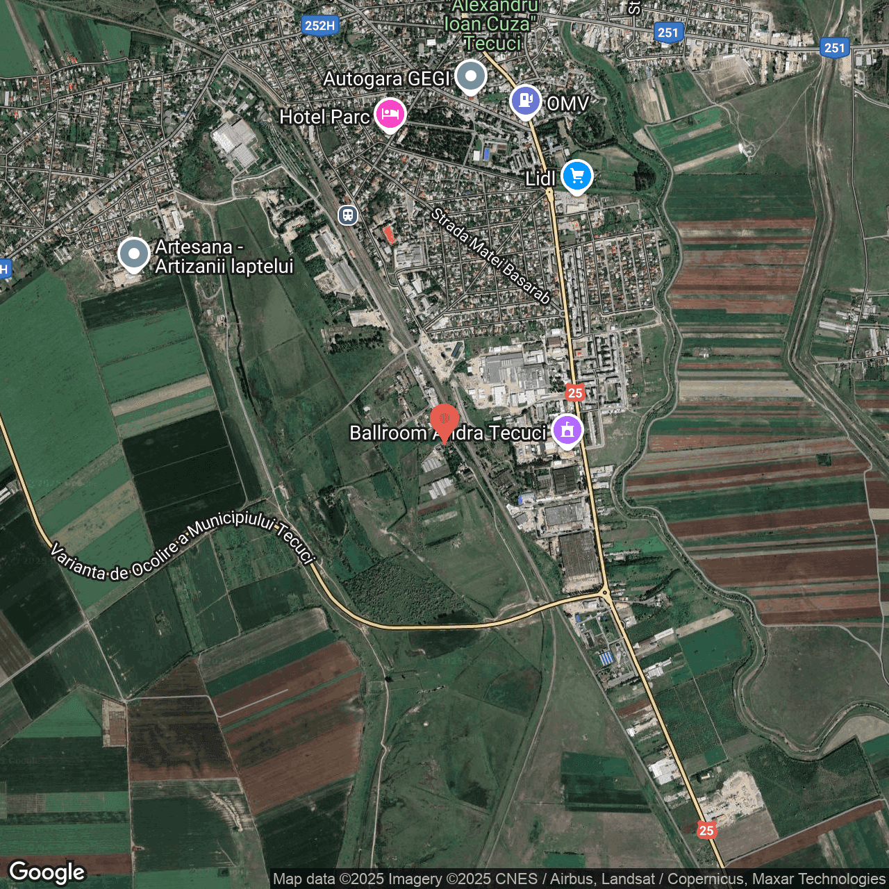 Poza harta hybrid, zoom 14, adresa Tecuci, str. Muresului nr.1, , judetul