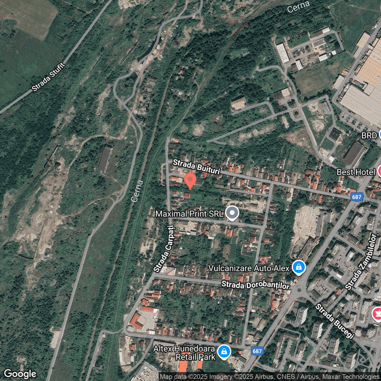 Poza harta hybrid, zoom 16, adresa Hunedoara, str. Carpati, nr.138, , judetul