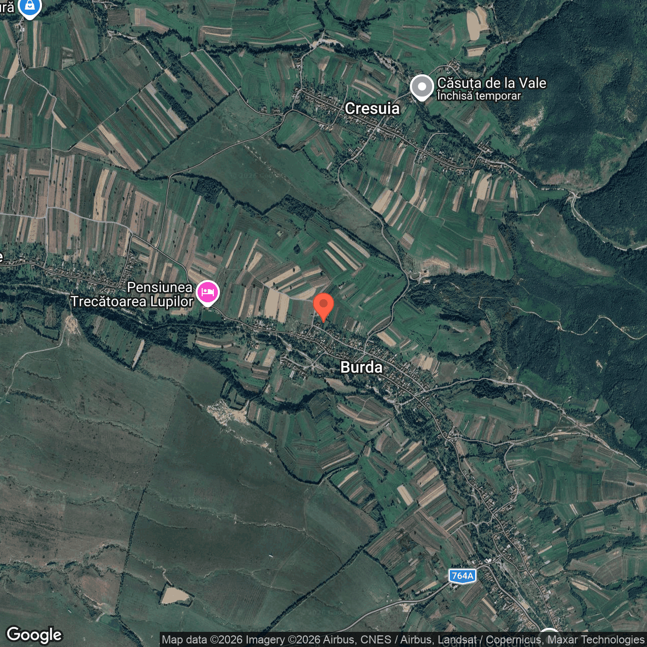 Poza harta hybrid, zoom 14, adresa Burda Budureasa Bihor, , judetul