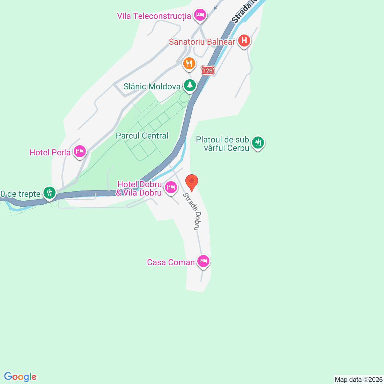 Poza harta streetview, zoom 16, adresa Slânic Moldova, str. Dobru, jud. Bacău, , judetul