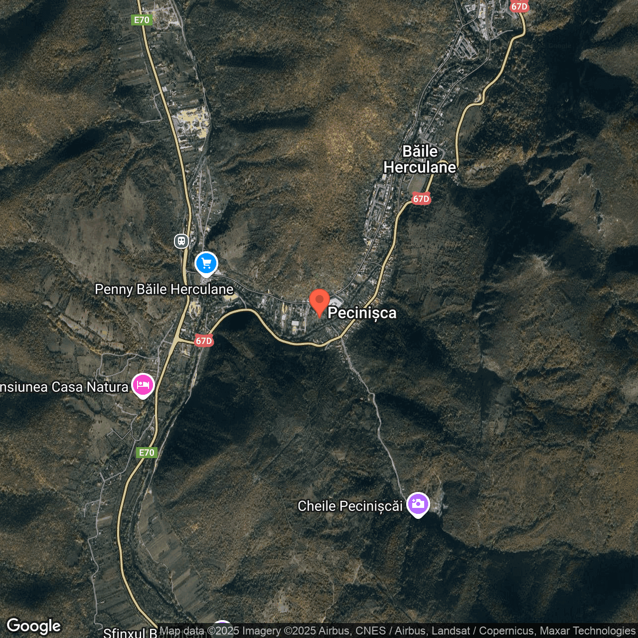 Poza harta hybrid, zoom 14, adresa Bãile Herculane, Pecinişca, Judeţul Caraş-Severin, , judetul