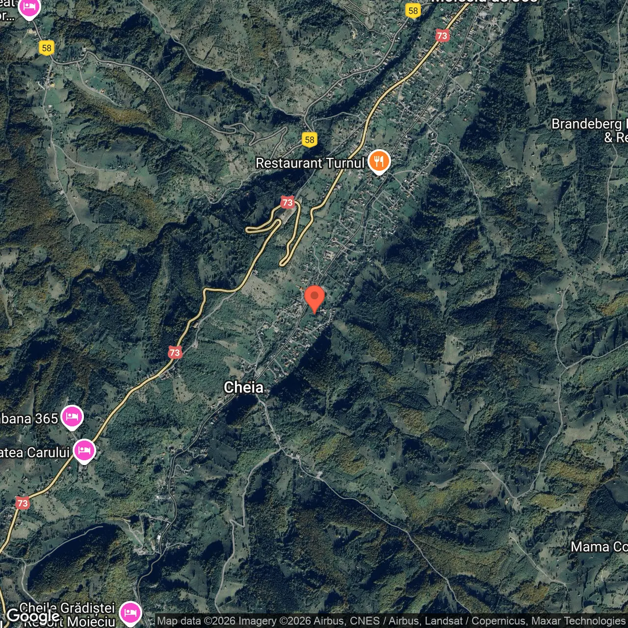 Poza harta hybrid, zoom 14, adresa Moeciu de Jos, Cheia , jud. Brasov, , judetul