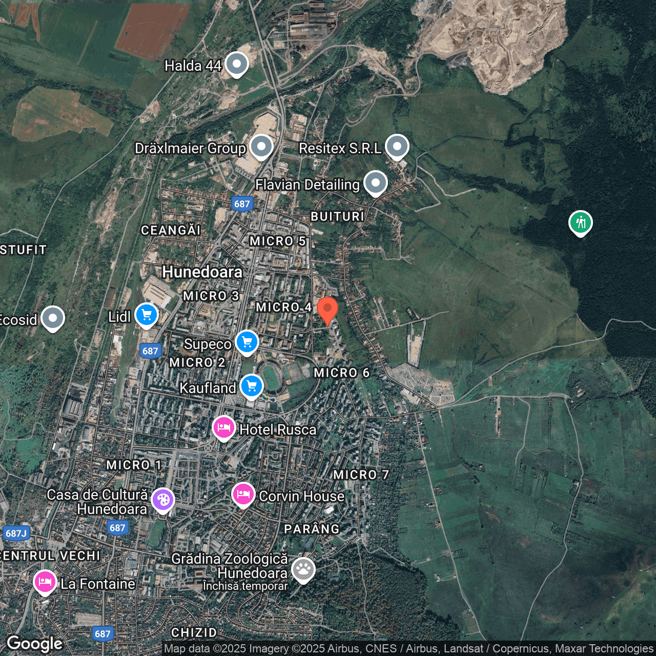 Poza harta hybrid, zoom 14, adresa Hunedoara, str. Mureșului, , judetul