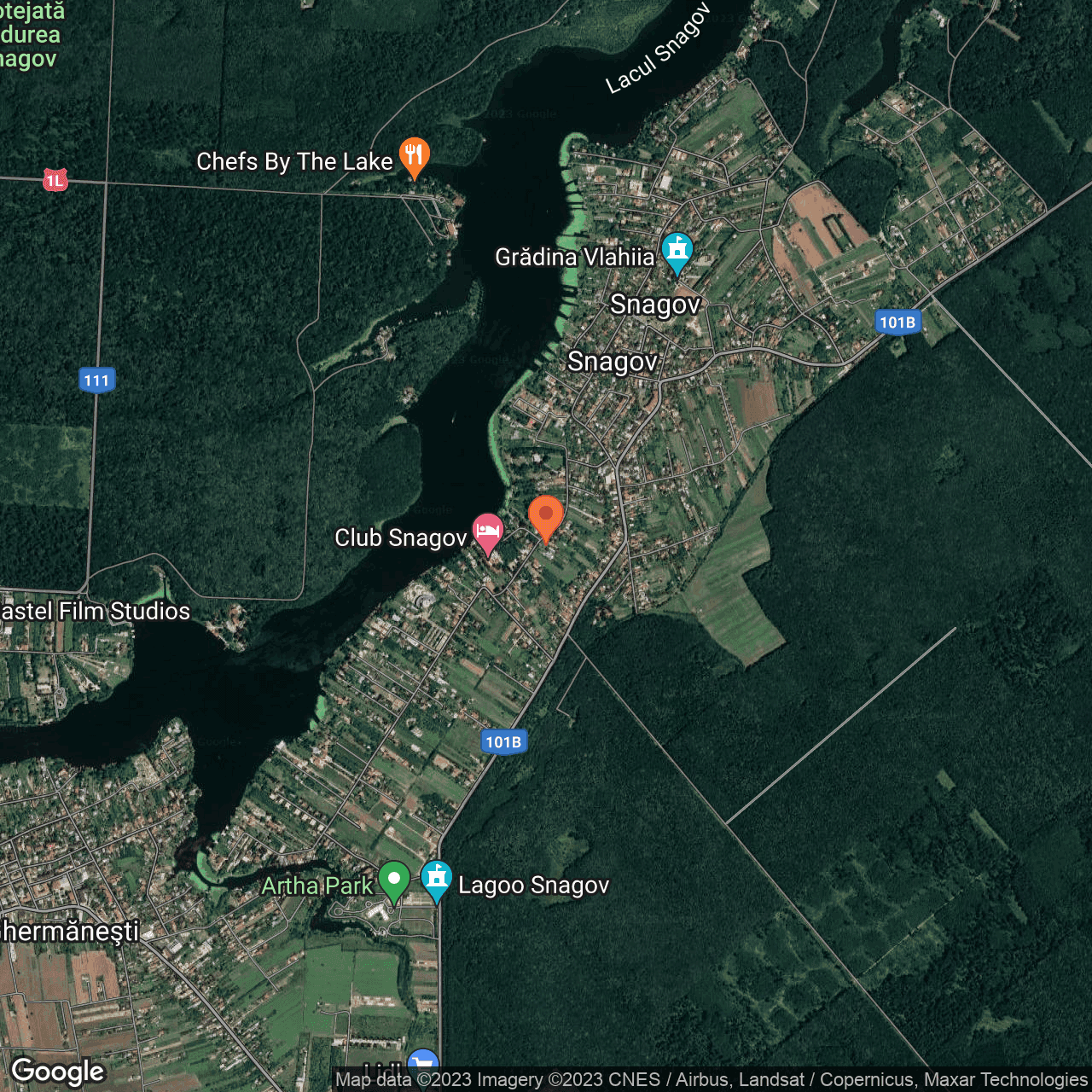 Poza harta hybrid, zoom 14, adresa Strada Nuferilor Snagov, , judetul