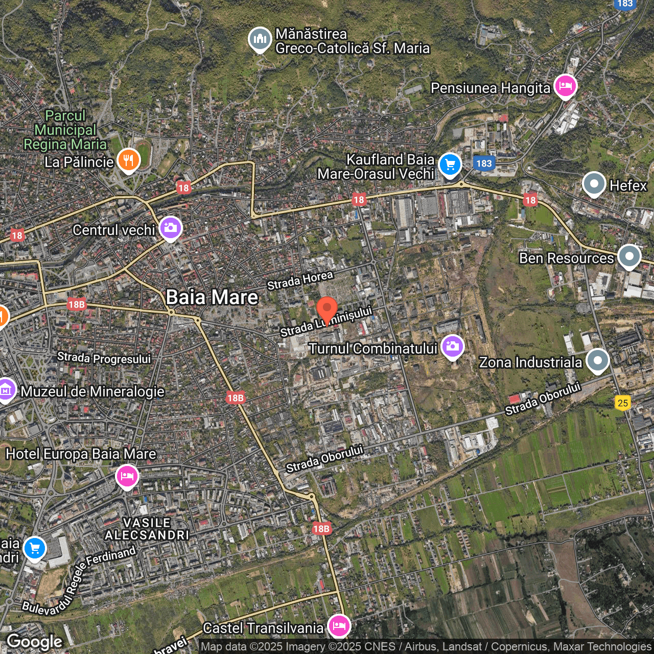 Poza harta hybrid, zoom 14, adresa  strada Universității, Baia Mare, , judetul