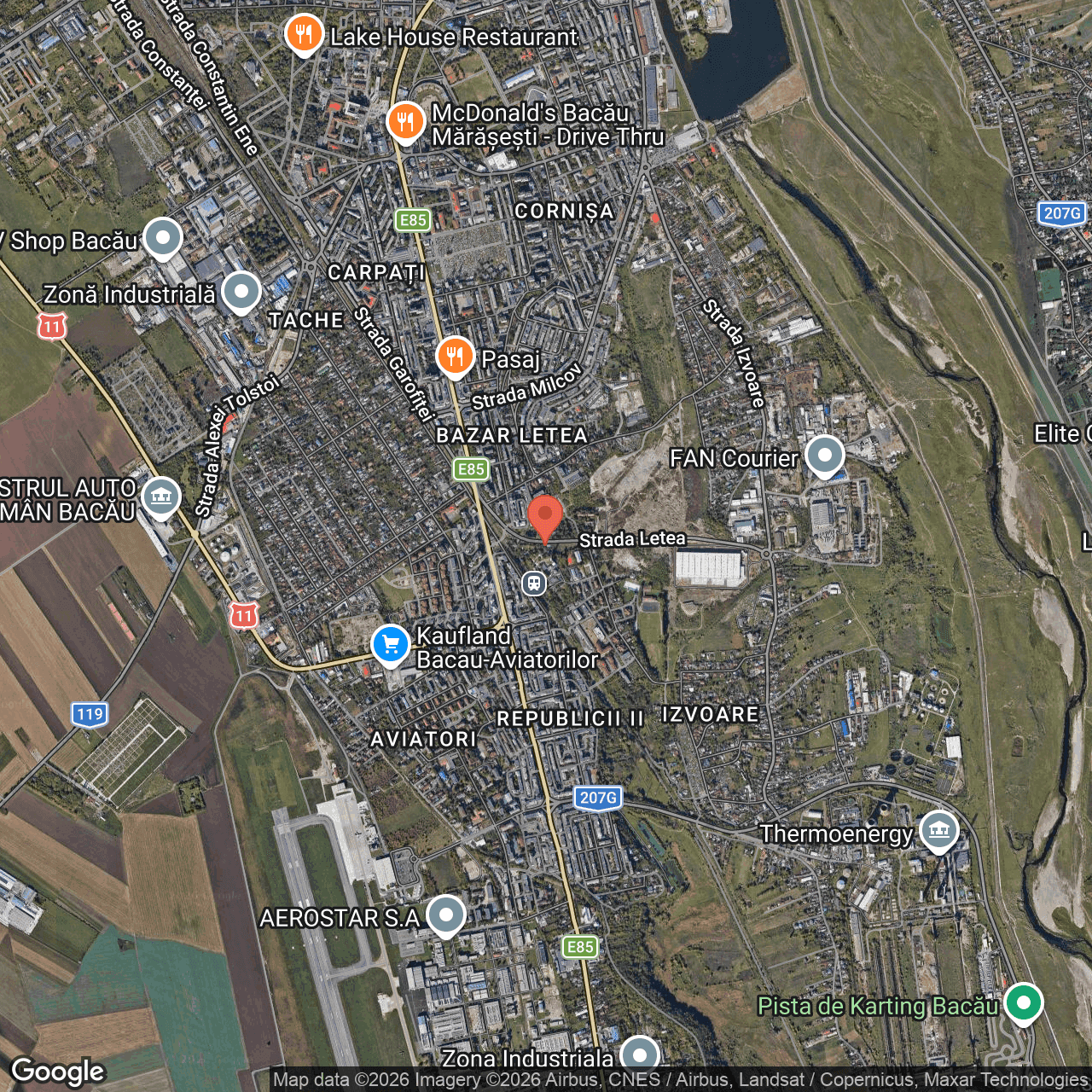 Poza harta hybrid, zoom 14, adresa Strada Letea Bacau, , judetul
