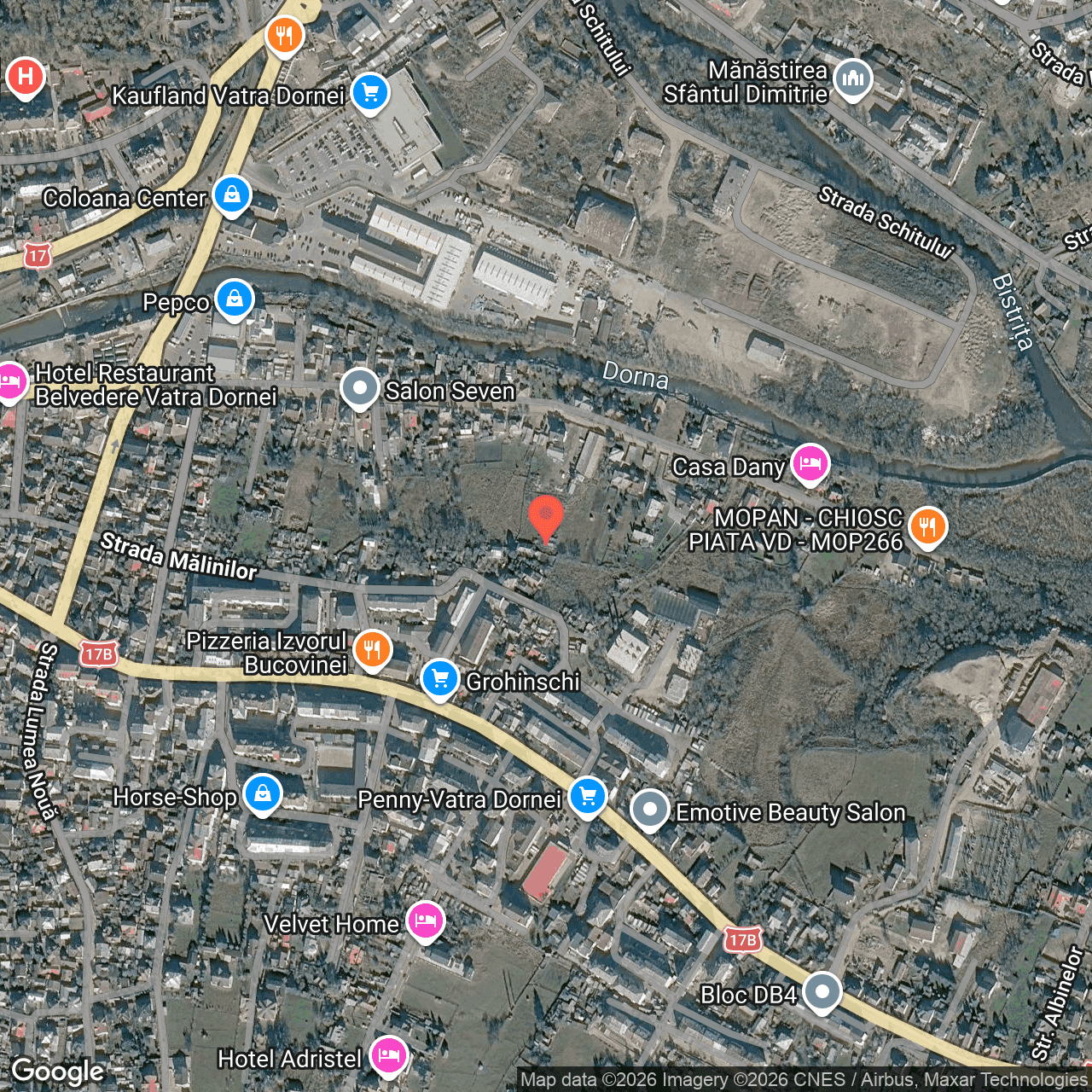 Poza harta hybrid, zoom 16, adresa Vatra Dornei, str. Oborului, nr. 44b, judetul Suceava, , judetul