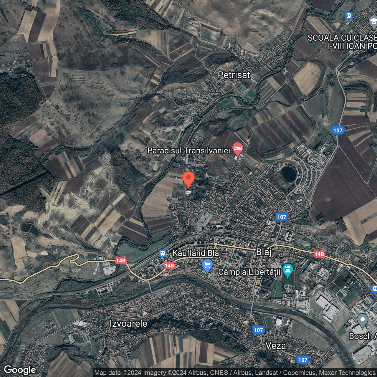 Poza harta hybrid, zoom 14, adresa Blaj , , judetul
