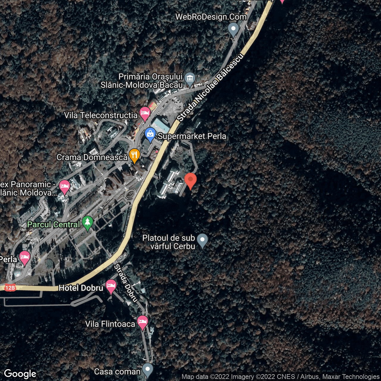 Poza harta hybrid, zoom 16, adresa Racovita, Slanic-Moldova, judetul Bacau